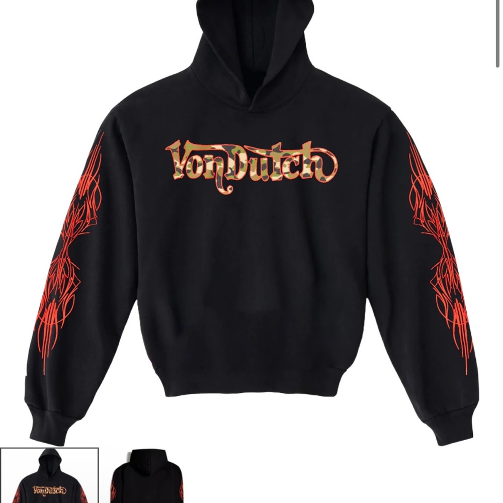 Von Dutch Black Hoodie with Red Accents